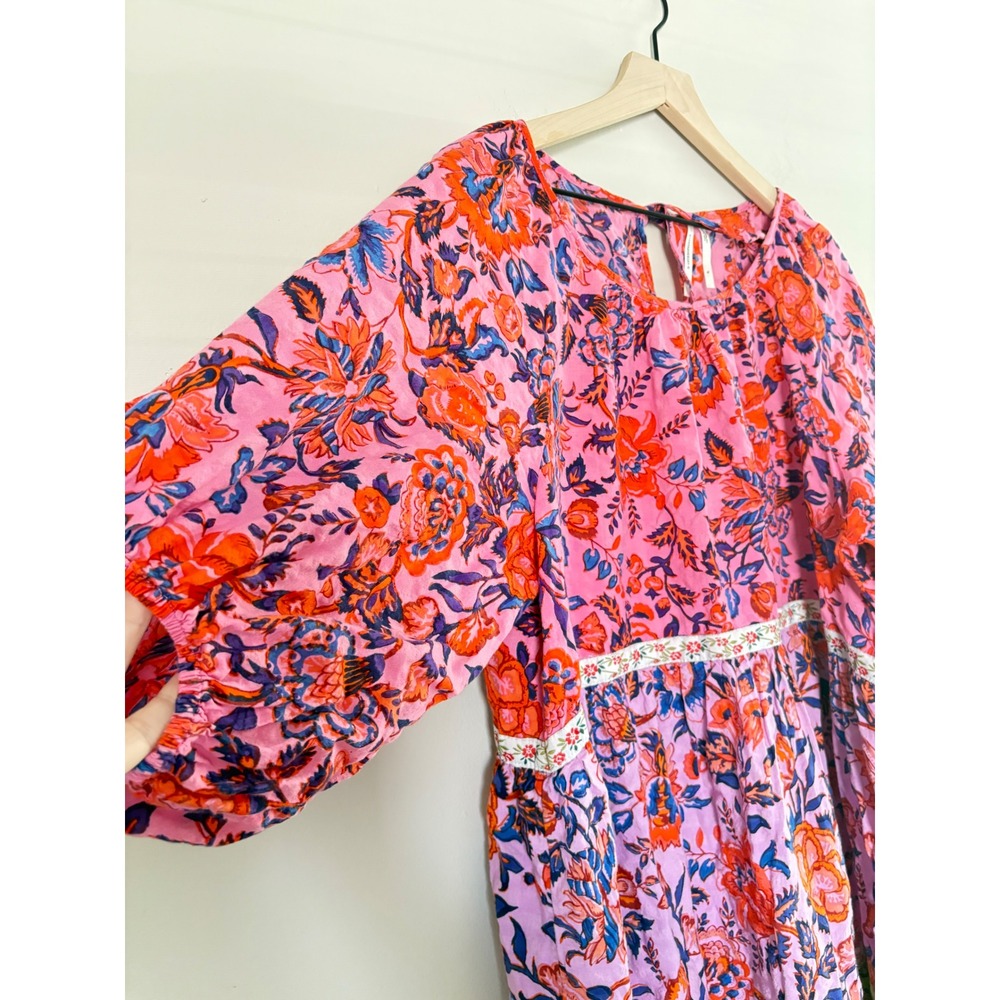 Anthropologie Floral Colorblock Tiered Dress Extra Large - Picture 9 of 9